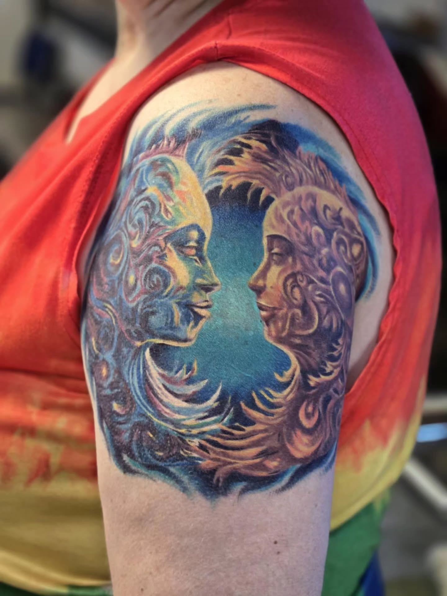 Tattoo by @tattoosbysarahchristine — dotwork, surrealism