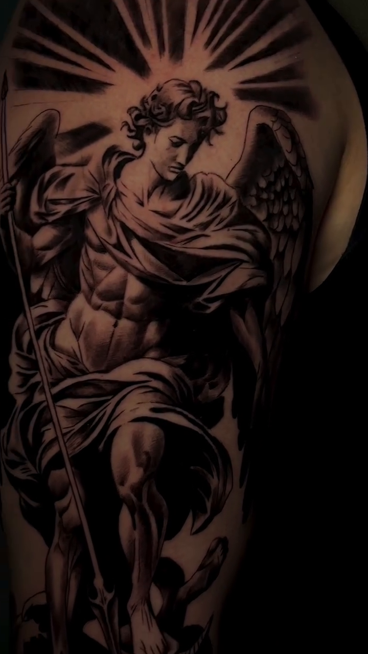 Archangel Michael realism tattoo by Thomas