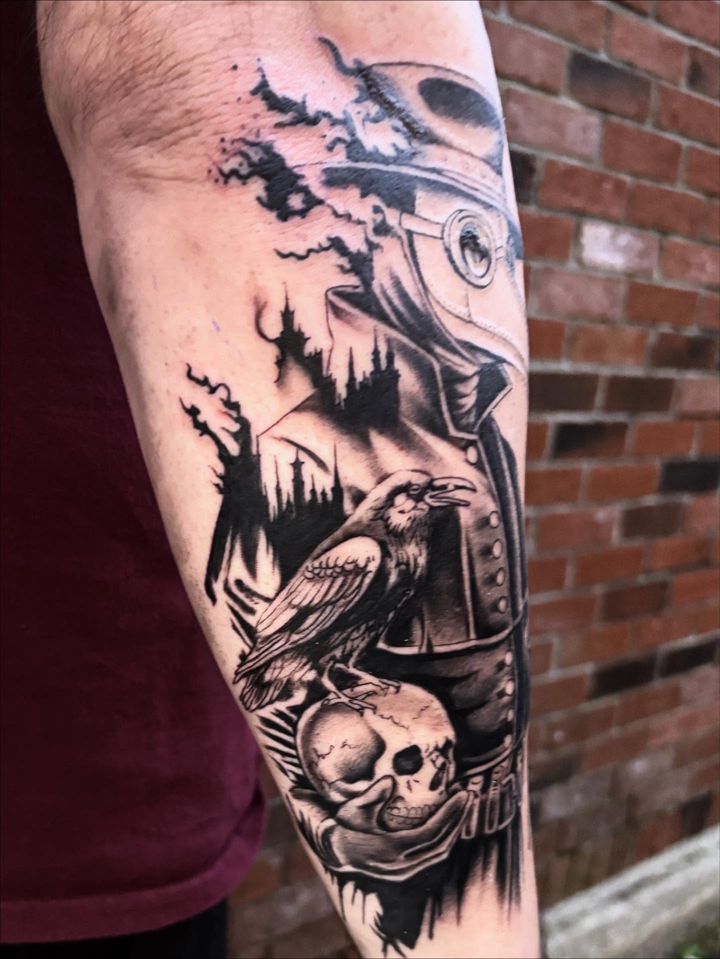 Tattoo by @sadist.guilt — black_and_grey, dark_realism