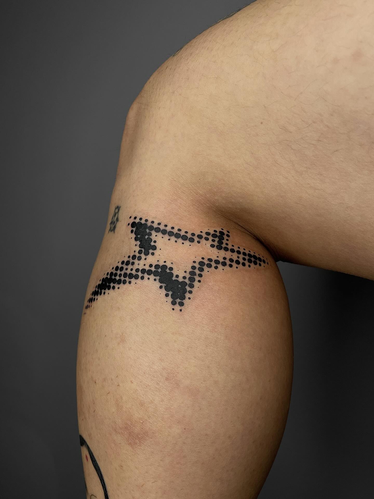 Dotwork airplane dotwork tattoo on the shoulder by Thiên Hồ