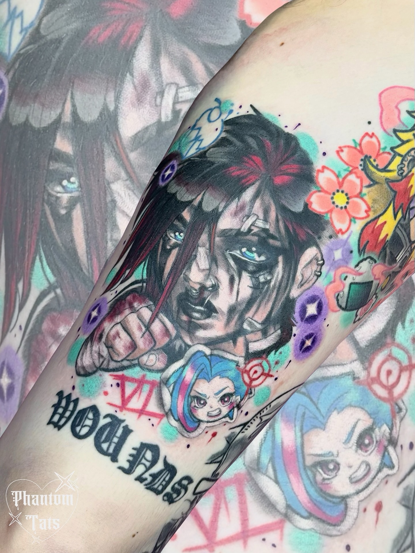 Tattoo by @phantom.tats — anime, dotwork