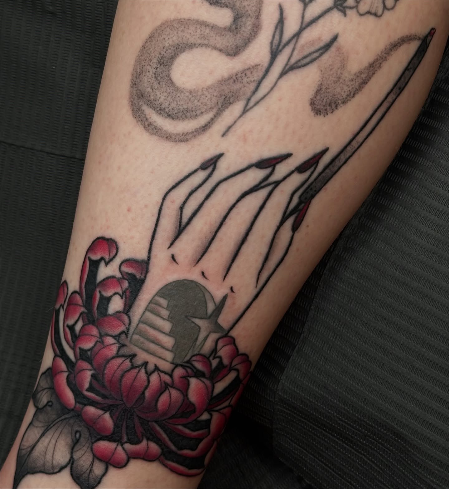 Tattoo by @caitycat.tattoos — american_traditional, black_and_grey