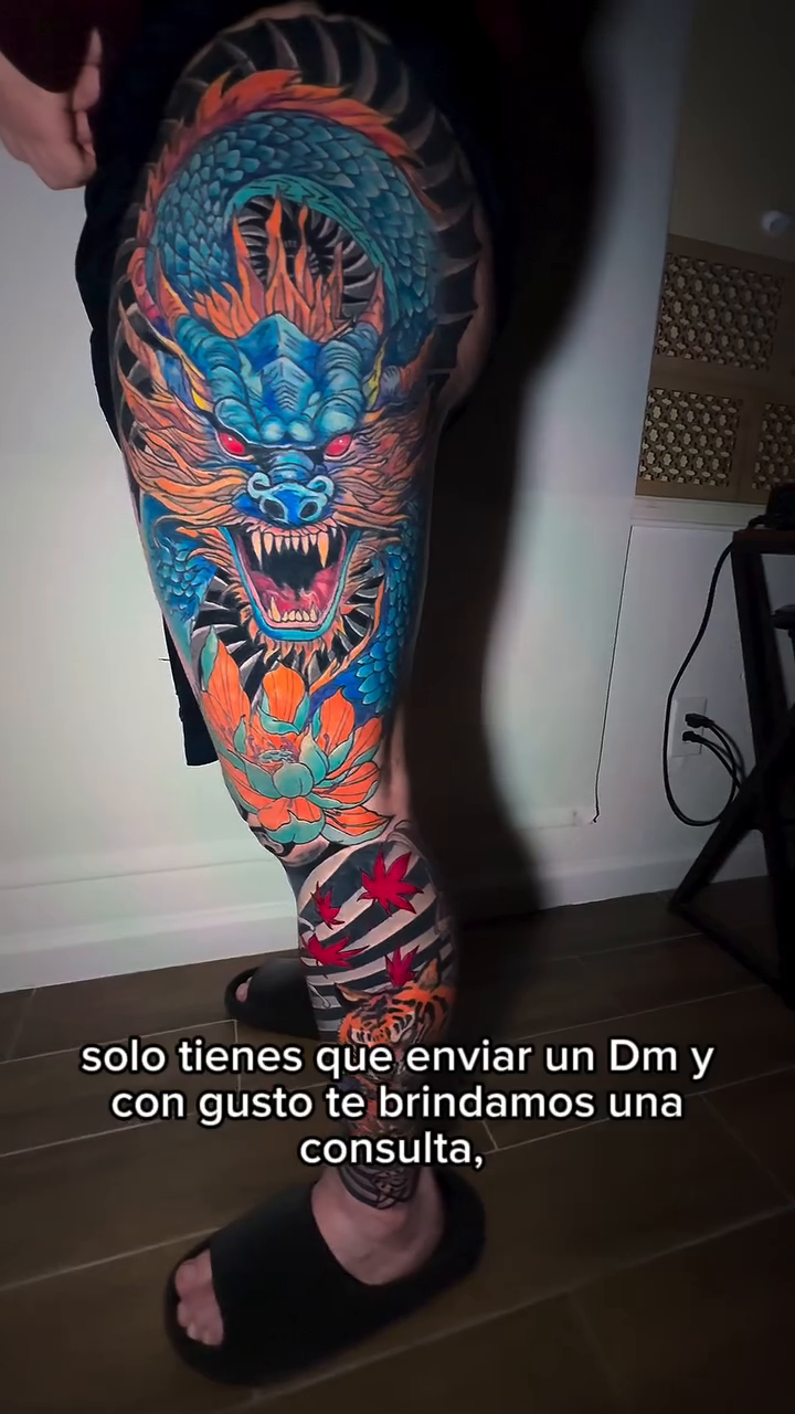 Dragon and warrior woman japanese irezumi tattoo by Erasmo Vasquez