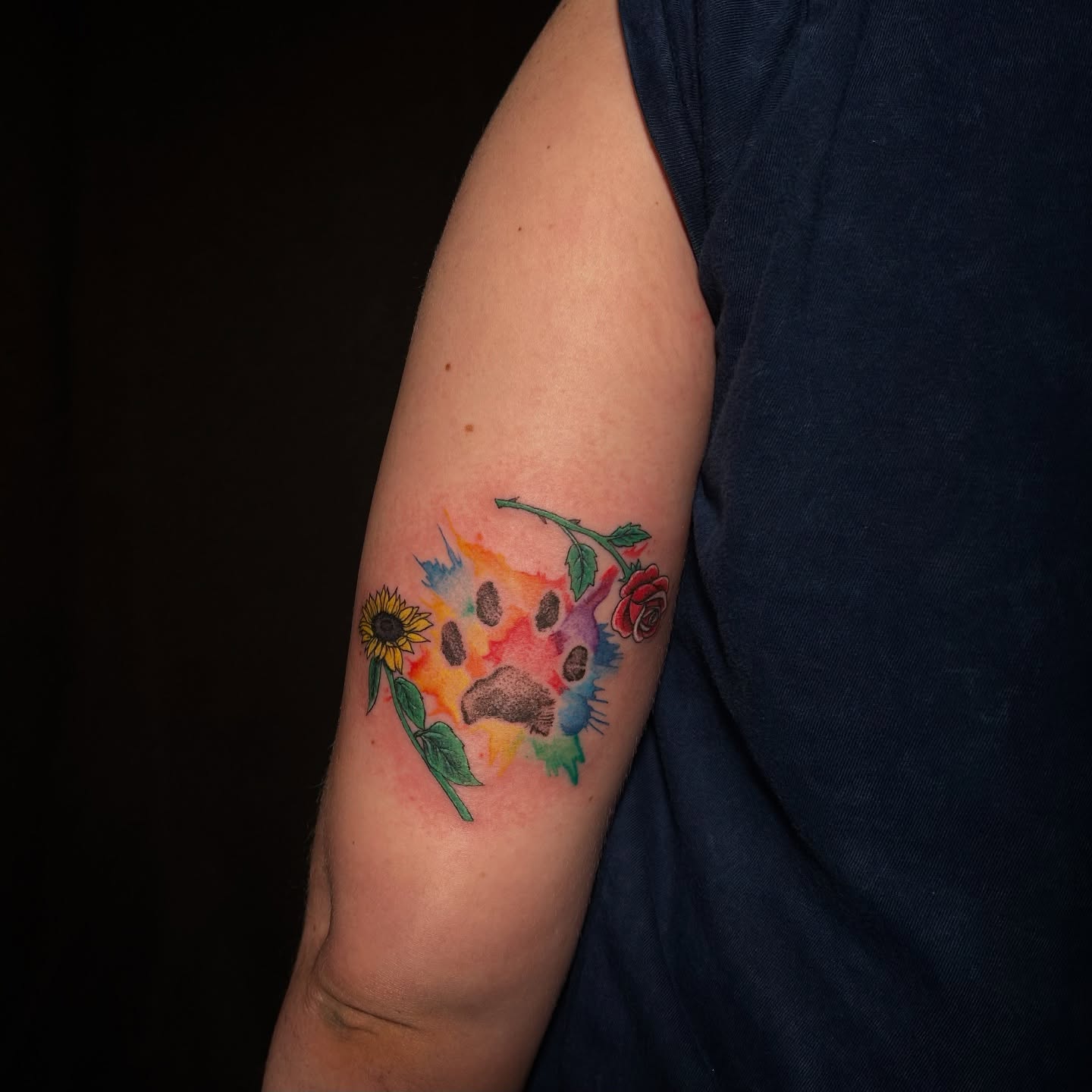 Tattoo by @angeline.tattoo — dotwork, watercolor