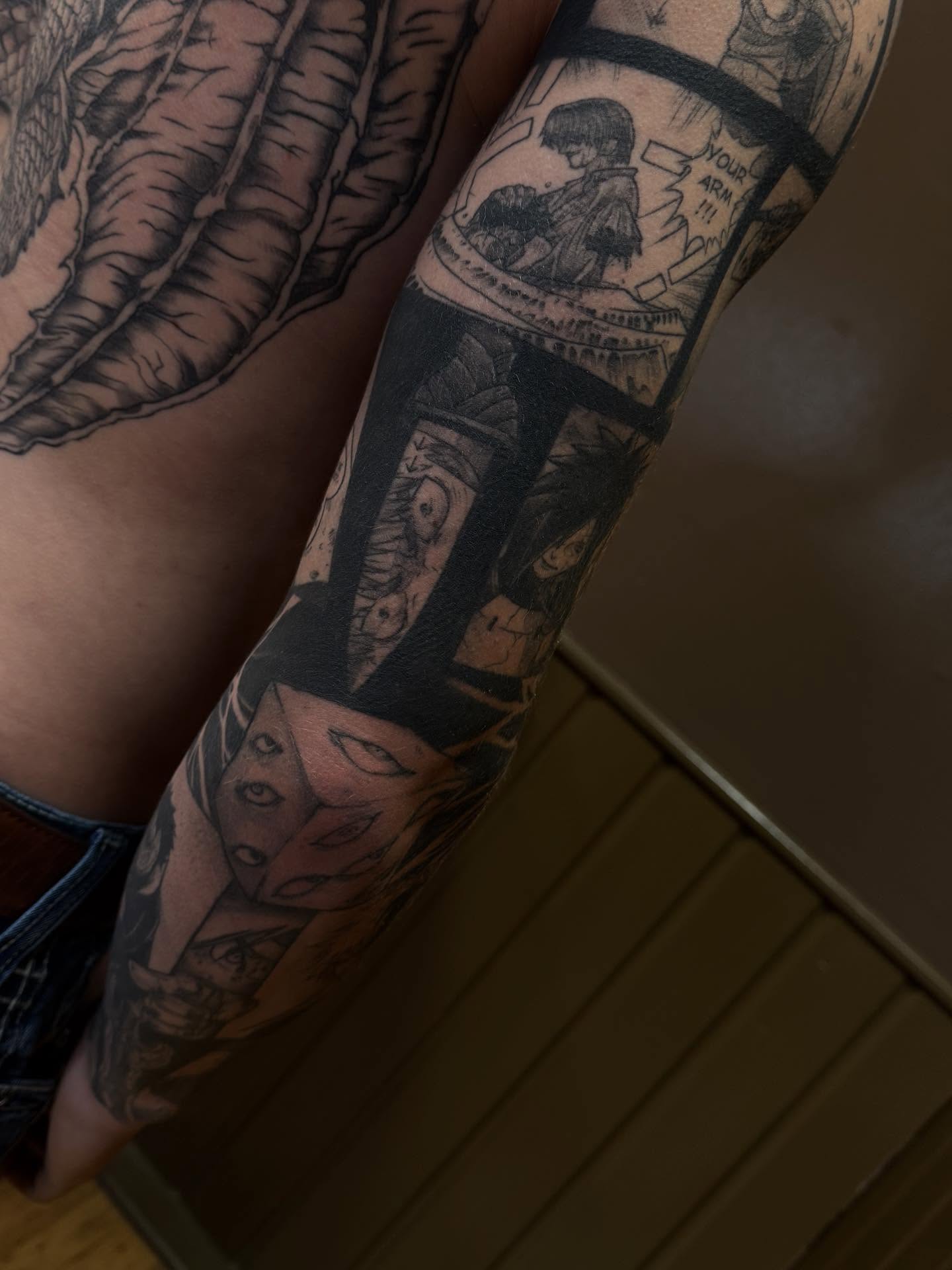 Tattoo by @chadmc509 — anime, dotwork