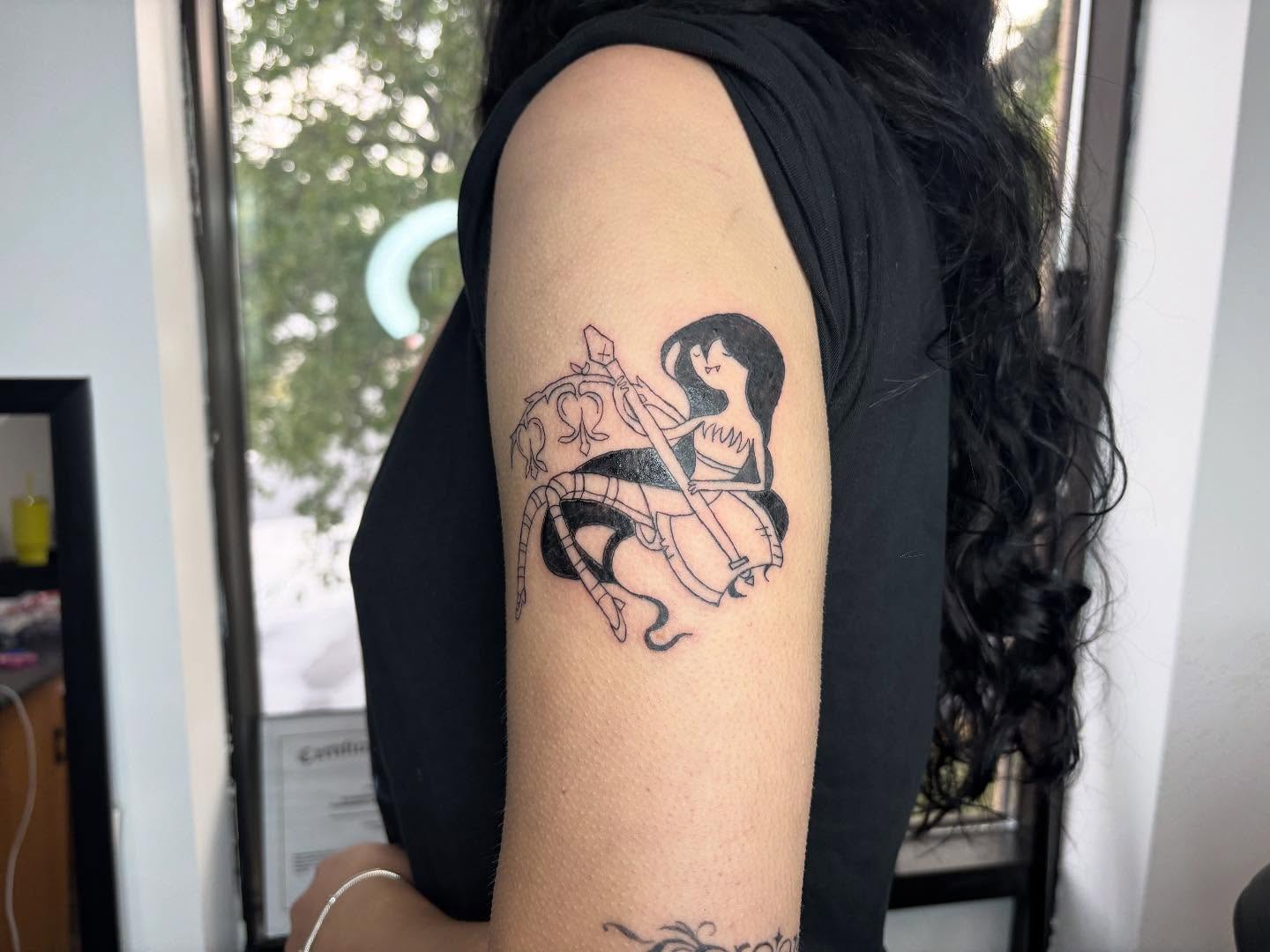 Sagittarius archer black and grey tattoo on the forearm by Mickey
