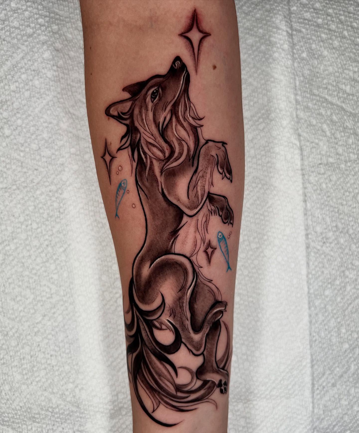 Horse and mermaid black and grey tattoo on the forearm by ✧ :: paloma :: ✧