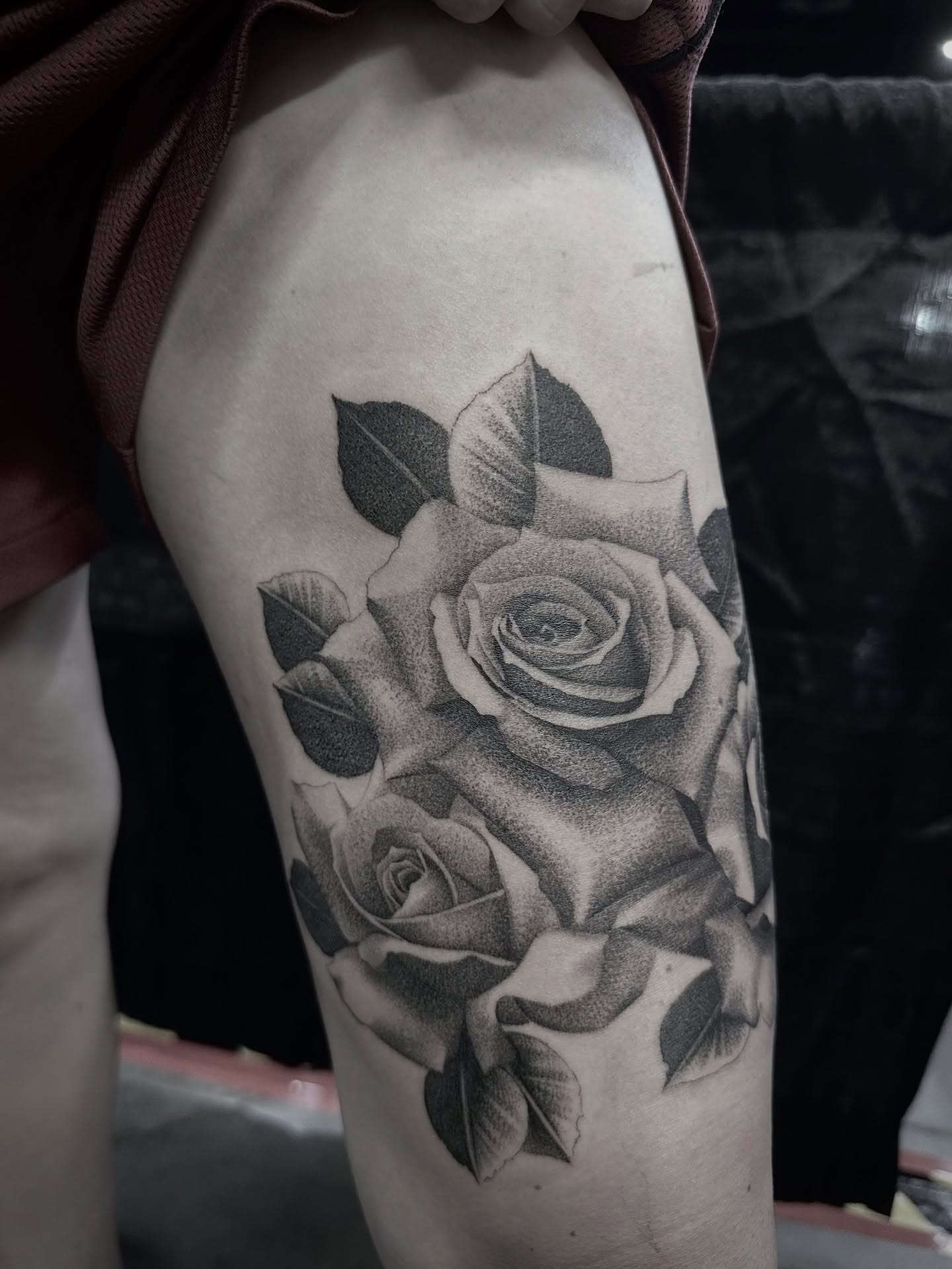 Roses dotwork tattoo on the forearm by Z.