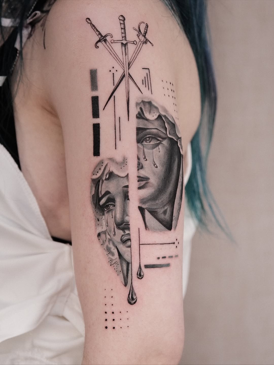 Tattoo by @houstontattooartist_goldenk — black_and_grey, geometric