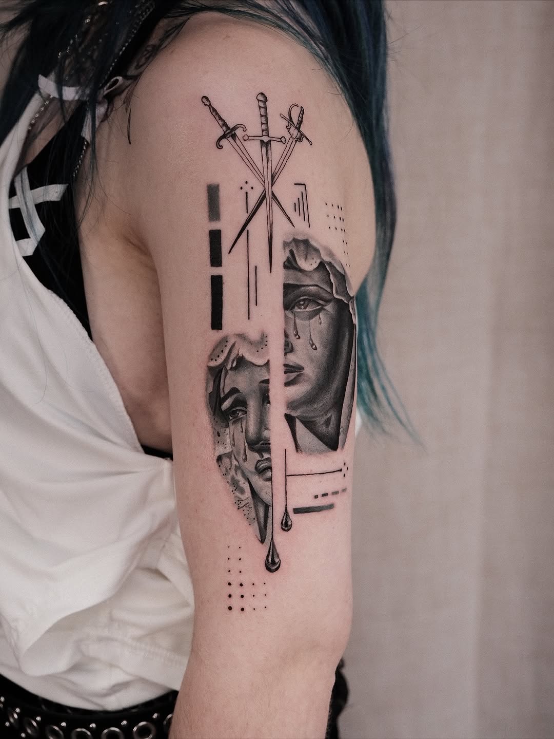 Tattoo by @houstontattooartist_goldenk — black_and_grey, geometric