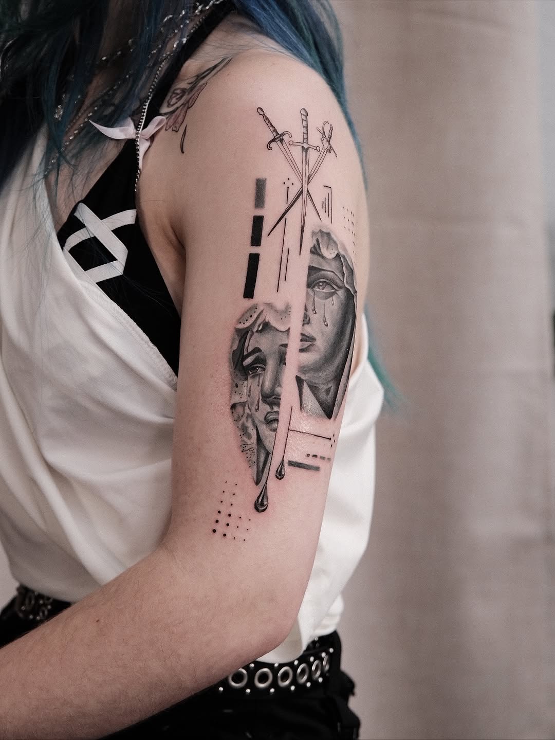 Tattoo by @houstontattooartist_goldenk — black_and_grey, geometric