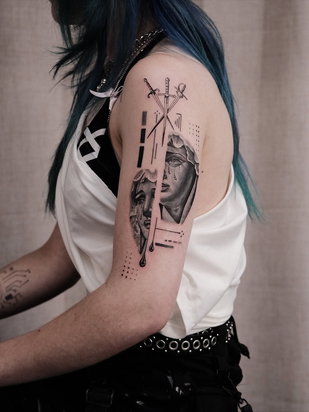 Tattoo by @houstontattooartist_goldenk — black_and_grey, geometric