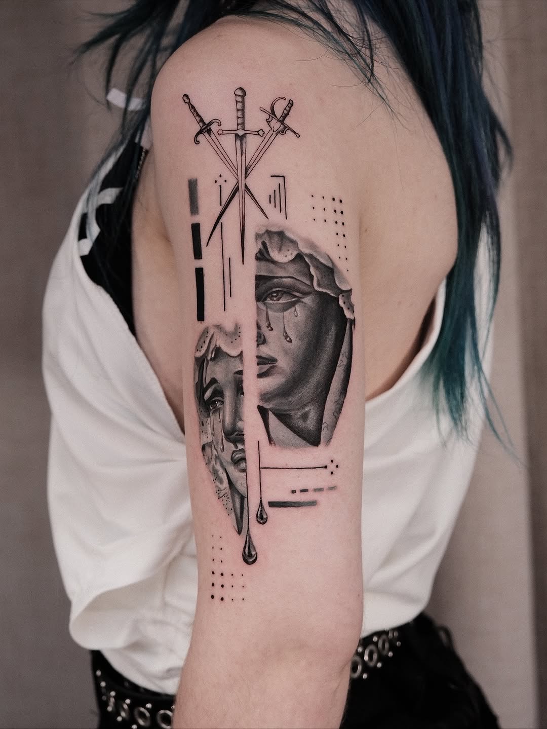 Tattoo by @houstontattooartist_goldenk — black_and_grey, geometric