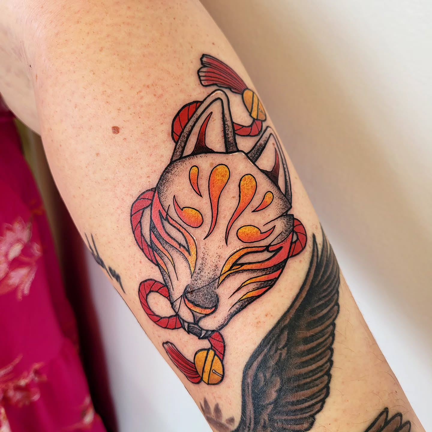 Fox American traditional tattoo on the forearm by Wray Saulsberry