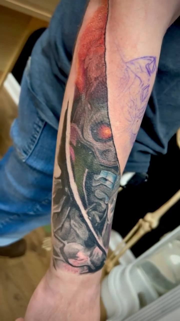 Tattoo by @fridaynighttattoos — dark_realism, black_and_grey