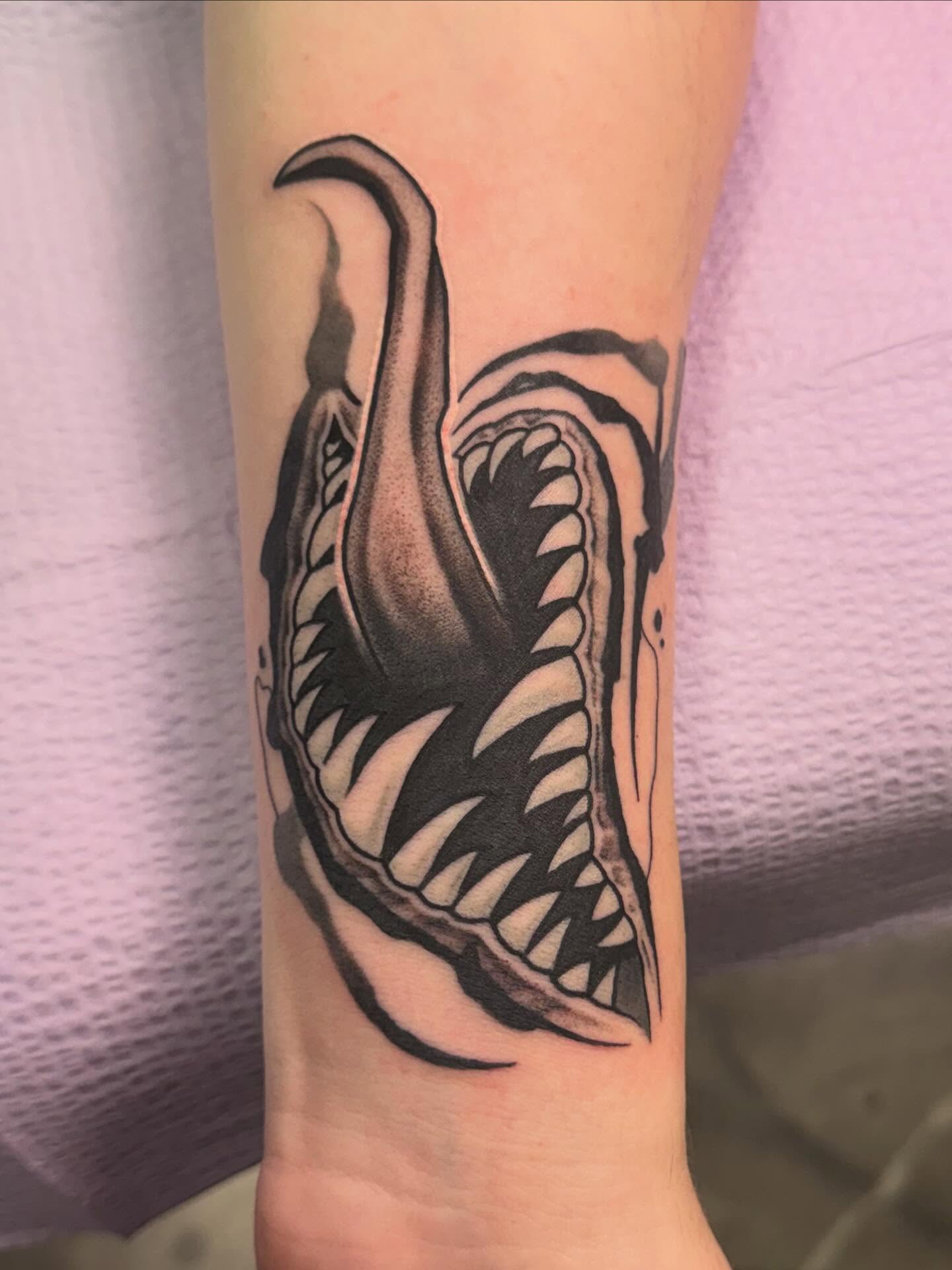 Tattoo by @damnros — black_and_grey, realism