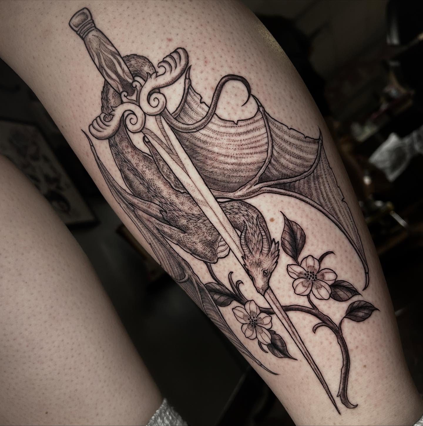 Tattoo by @ashleemshar — black_and_grey, realism