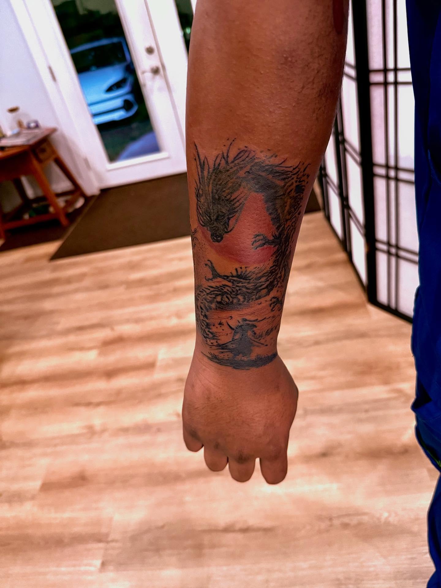 Tattoo by @pandamonium_tattoos — black_and_grey