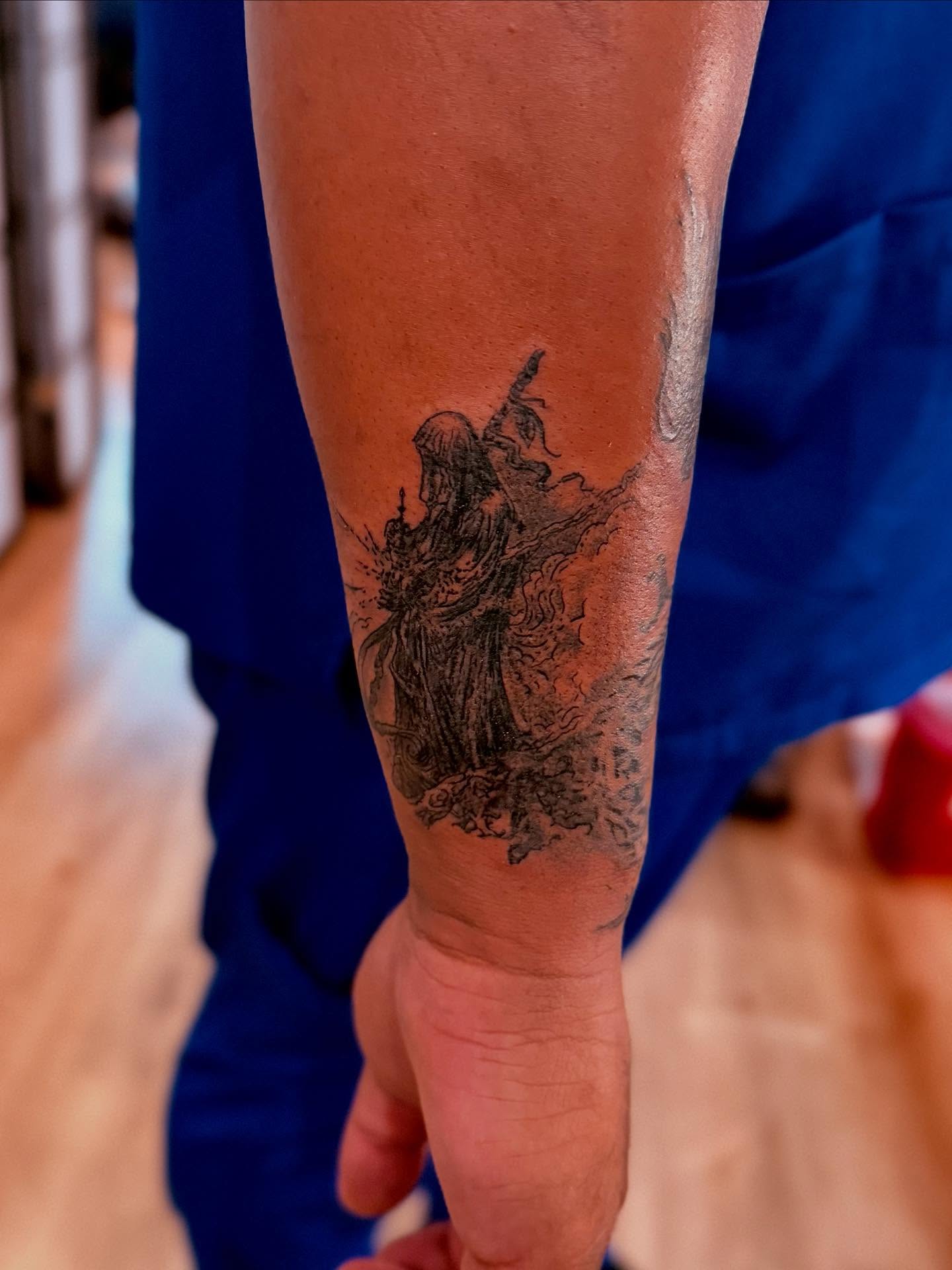 Tattoo by @pandamonium_tattoos — black_and_grey