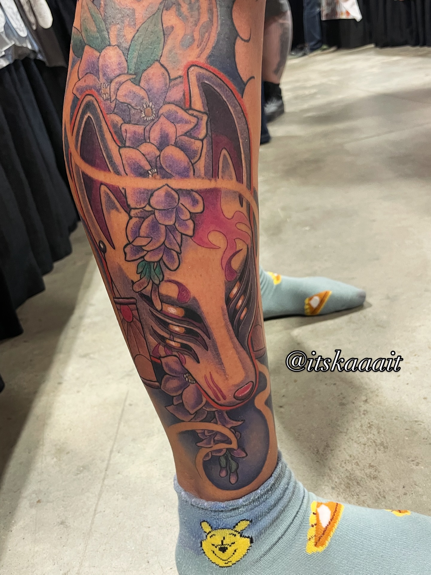 Fox with flowers japanese irezumi tattoo on the forearm by Mando Castro