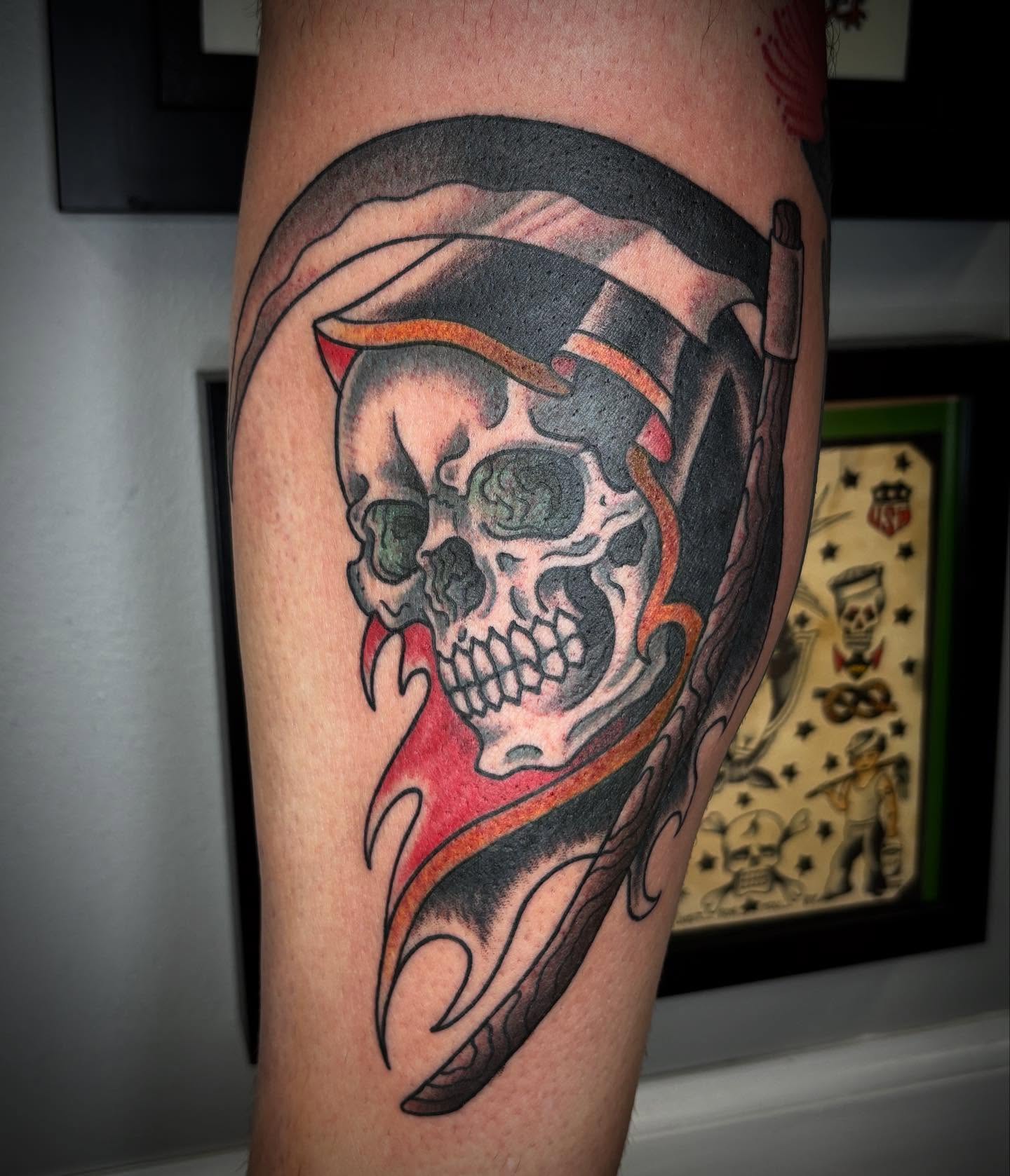 Tattoo by @aleenahkentattoo — american_traditional, dark_realism