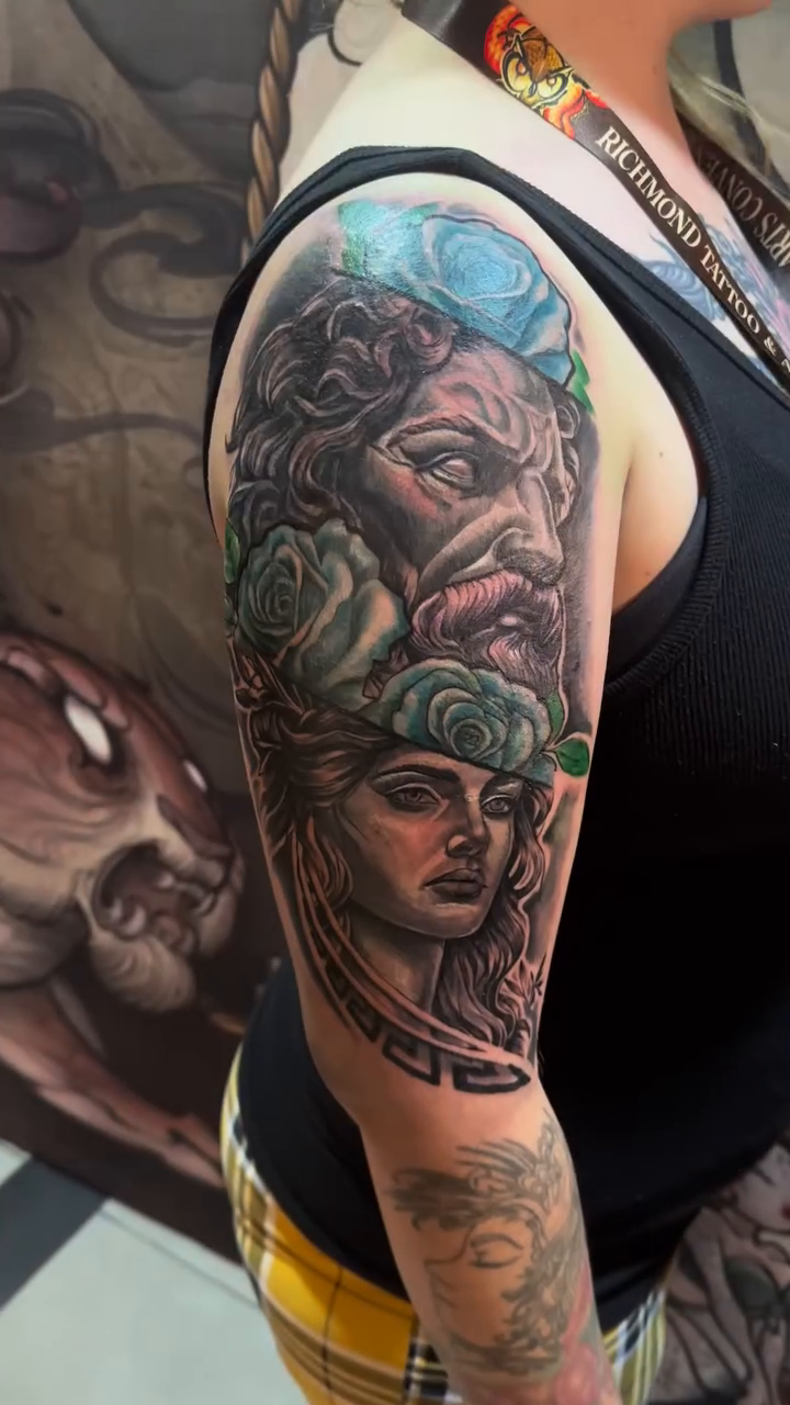 Tattoo by @rockemtatts — realism, black_and_grey