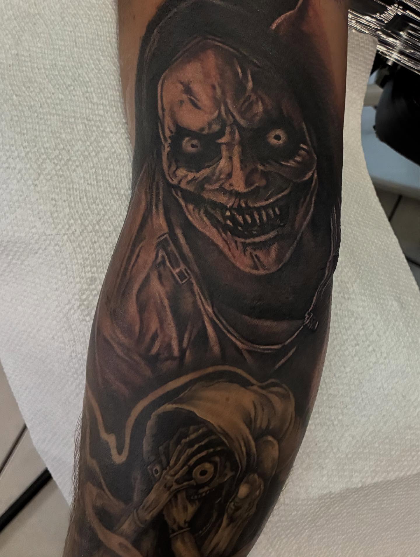 Grim reaper dark realism tattoo on the forearm by payaso