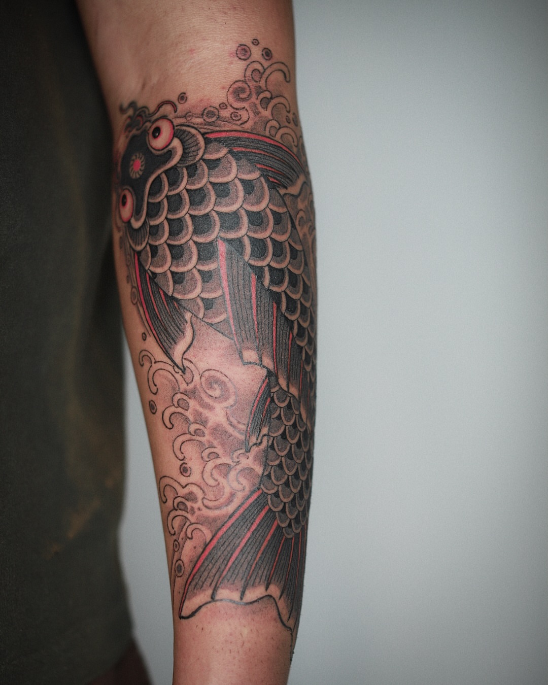 Koi fish japanese irezumi tattoo on the forearm by 홍대타투