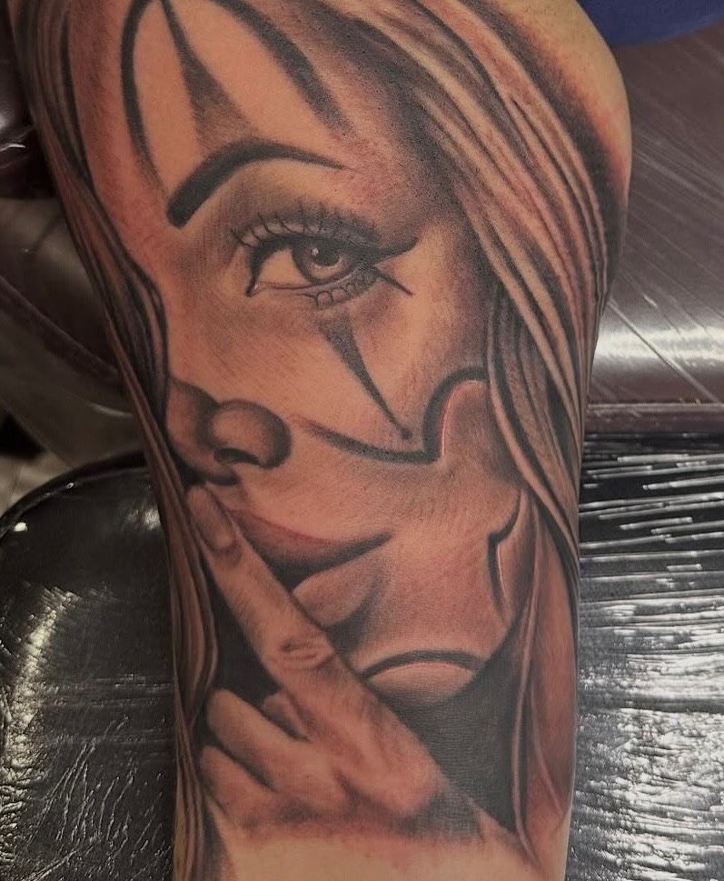 Portrait realism tattoo on the forearm by George Zabala, Rockdale, Illinois