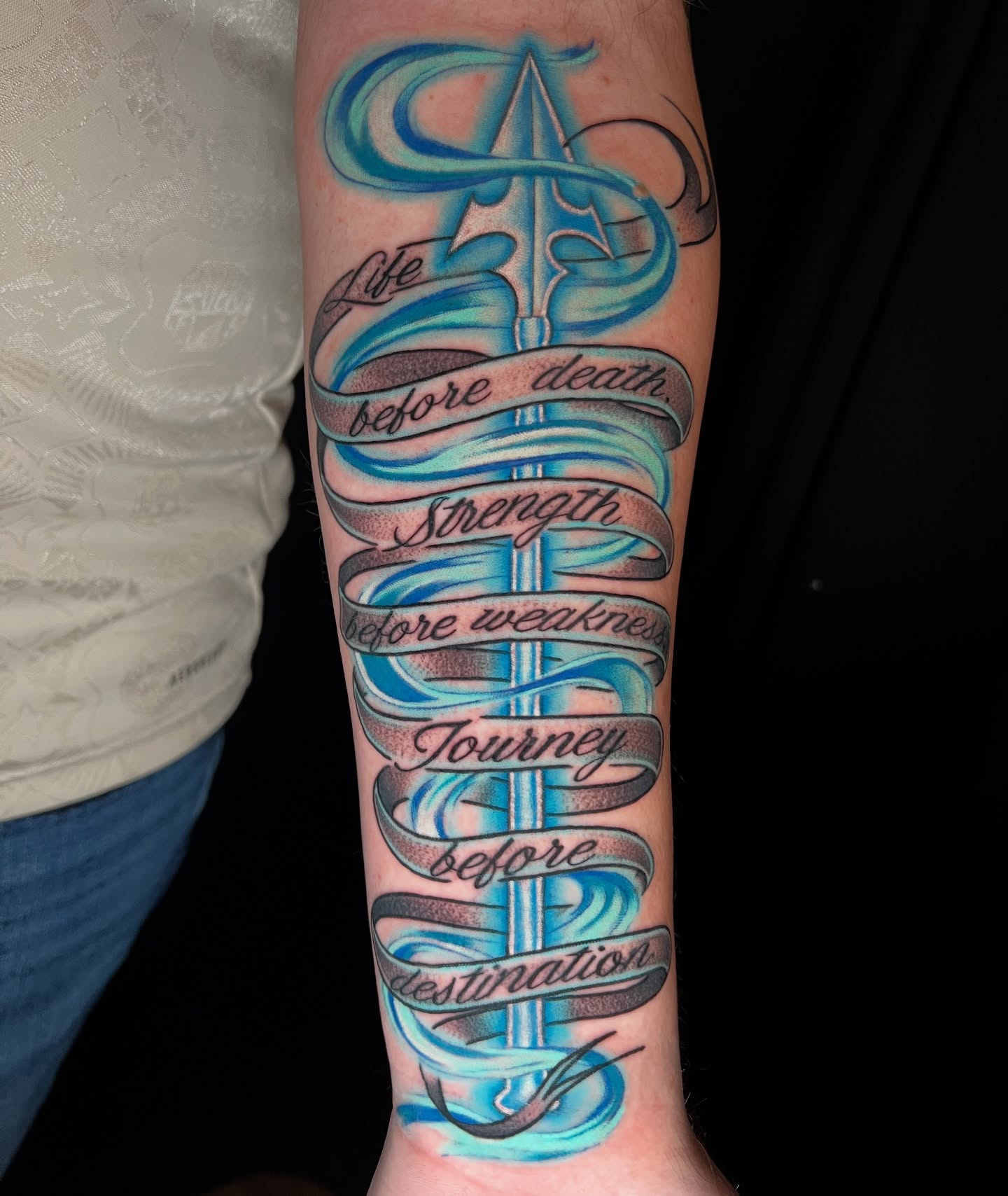 Script lettering lettering script tattoo on the forearm by Jess Watts