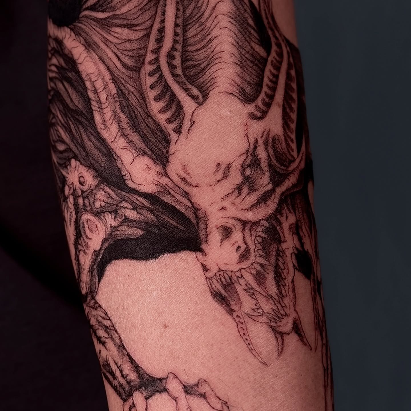 Tattoo by @grimsaintt — black_and_grey, realism
