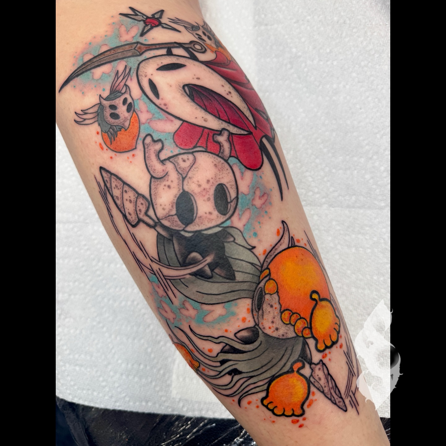 Sans and Papyrus dotwork tattoo on the forearm by Amanda Stampfly