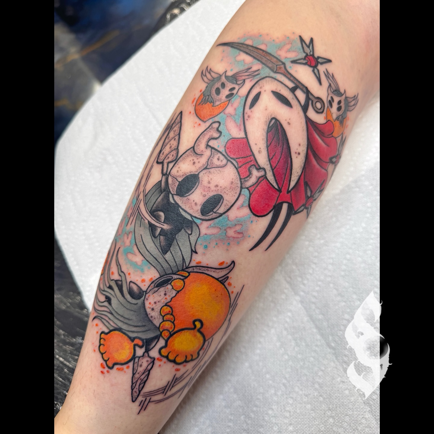 Stitch ghost new school tattoo on the forearm by Amanda Stampfly