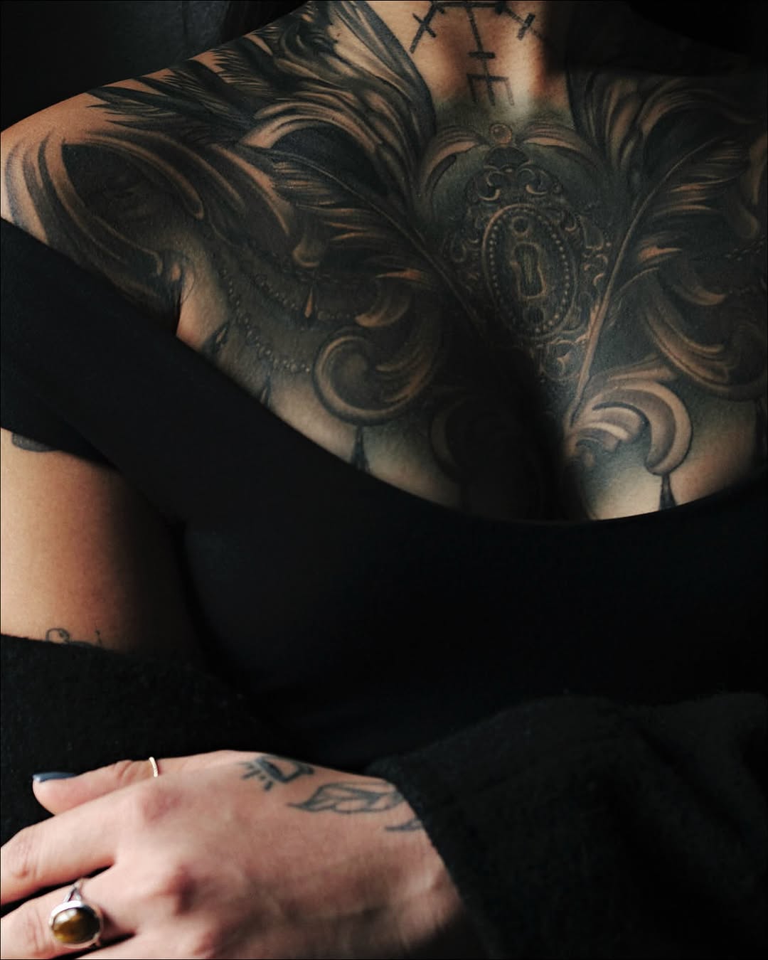 Tattoo by @kelsey.carmela — black_and_grey, ornamental