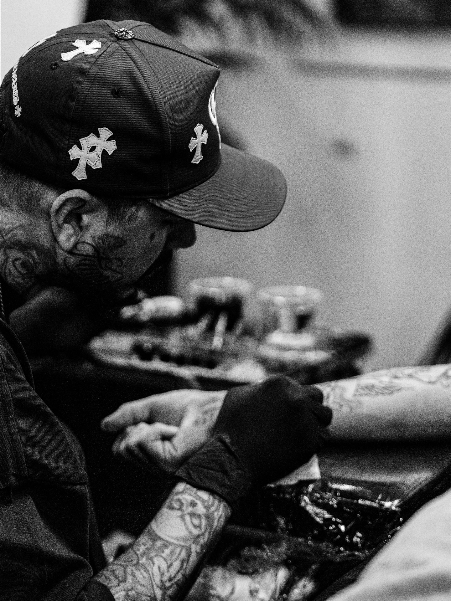 Tattoo artist black and grey tattoo on the upper arm by Dillinger, Ventura, California