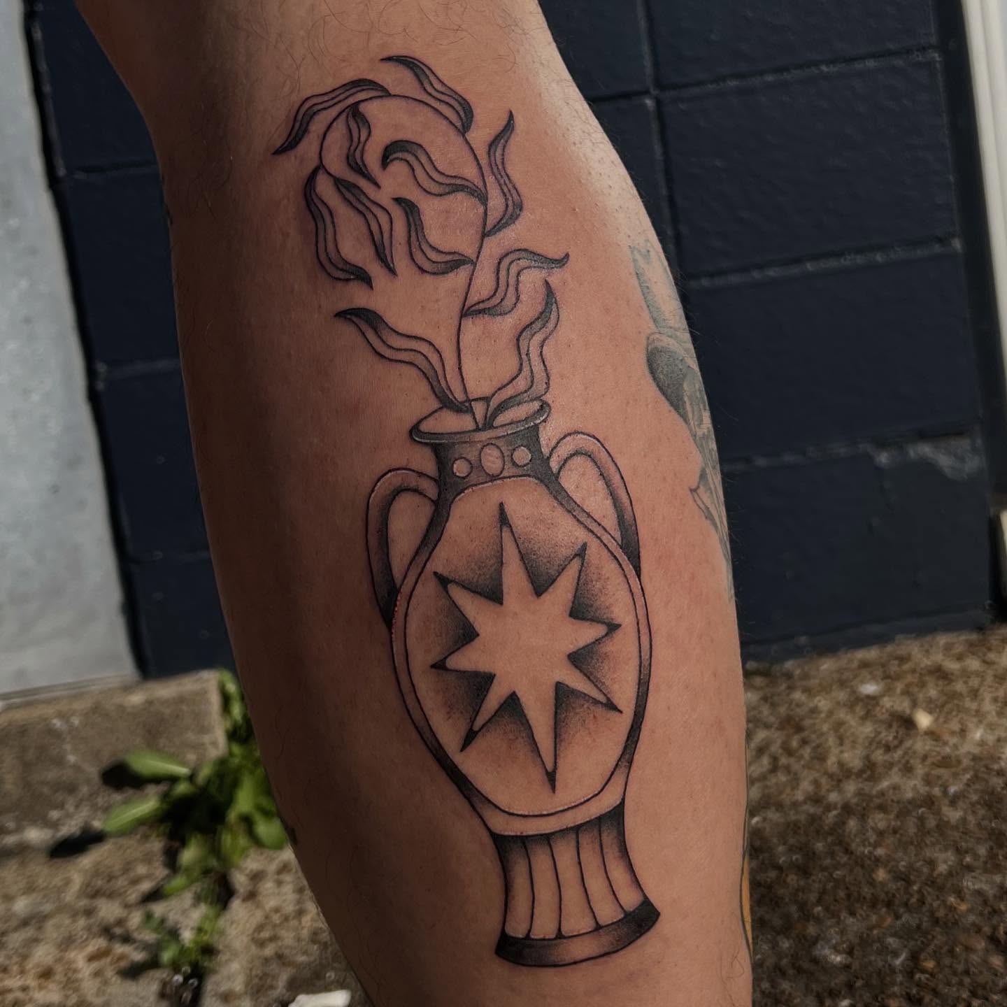 Tattoo by @chameleonart — black_and_grey