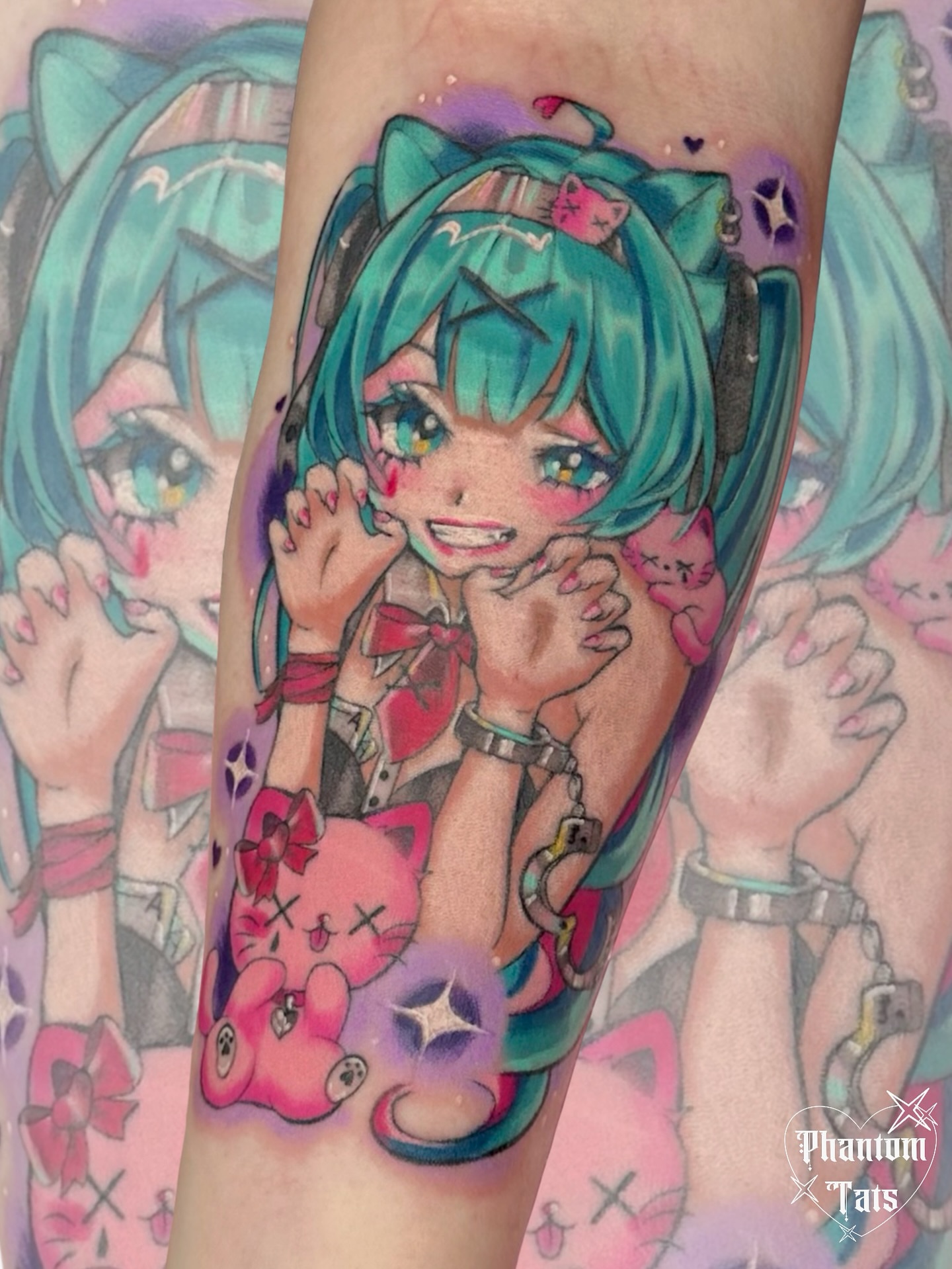 Tattoo by @phantom.tats — anime, dotwork