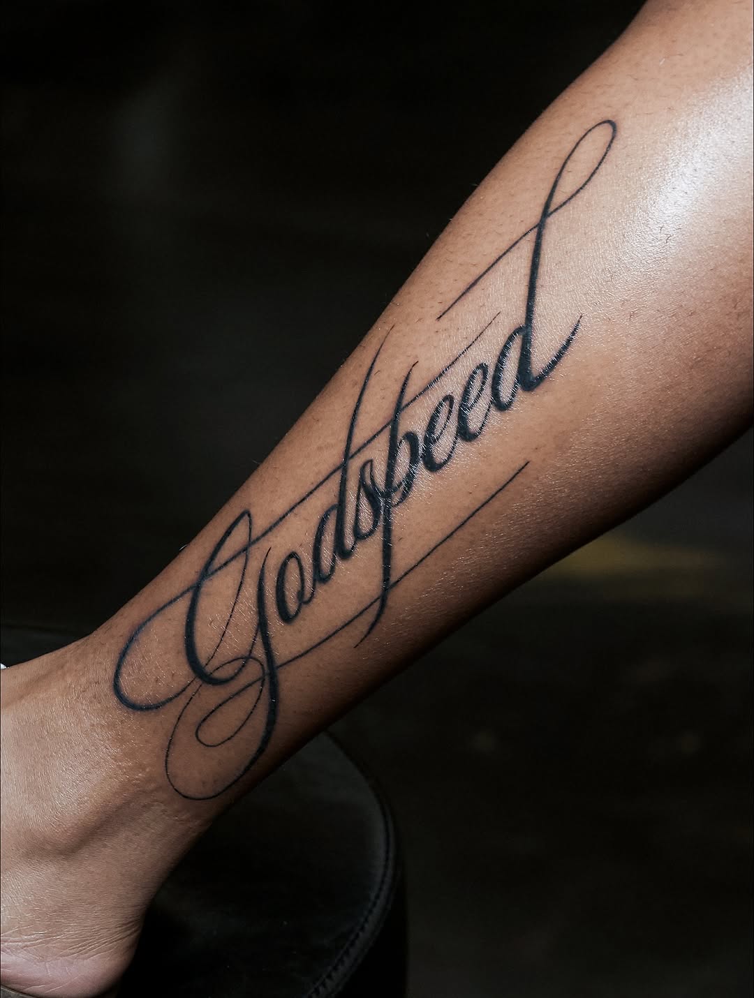 Godspeed lettering lettering tattoo on the forearm by ππππππ