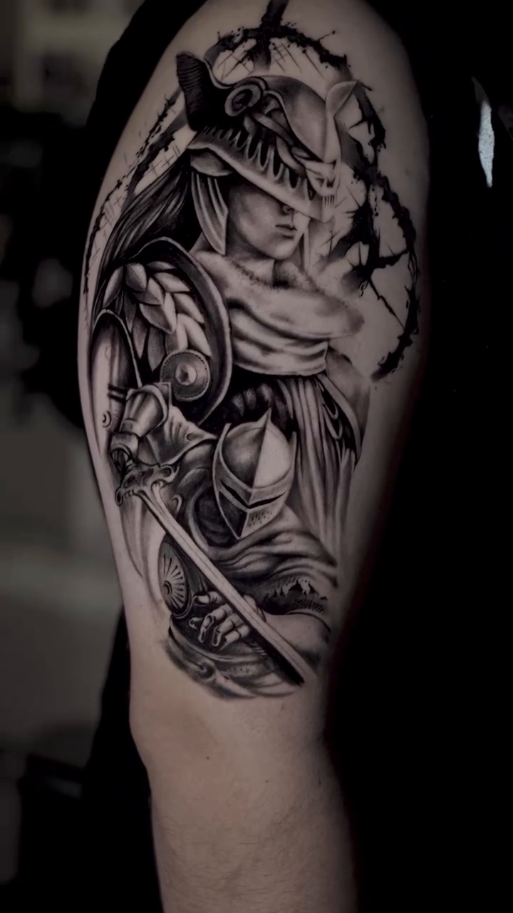 Valkyrie warrior realism tattoo by Charlotte Tattoo Artist