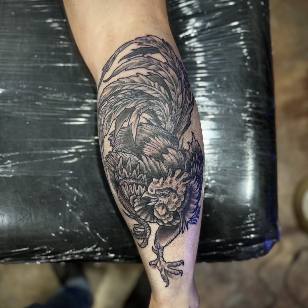 Tattoo by @oldfeatherfingers — black_and_grey, realism