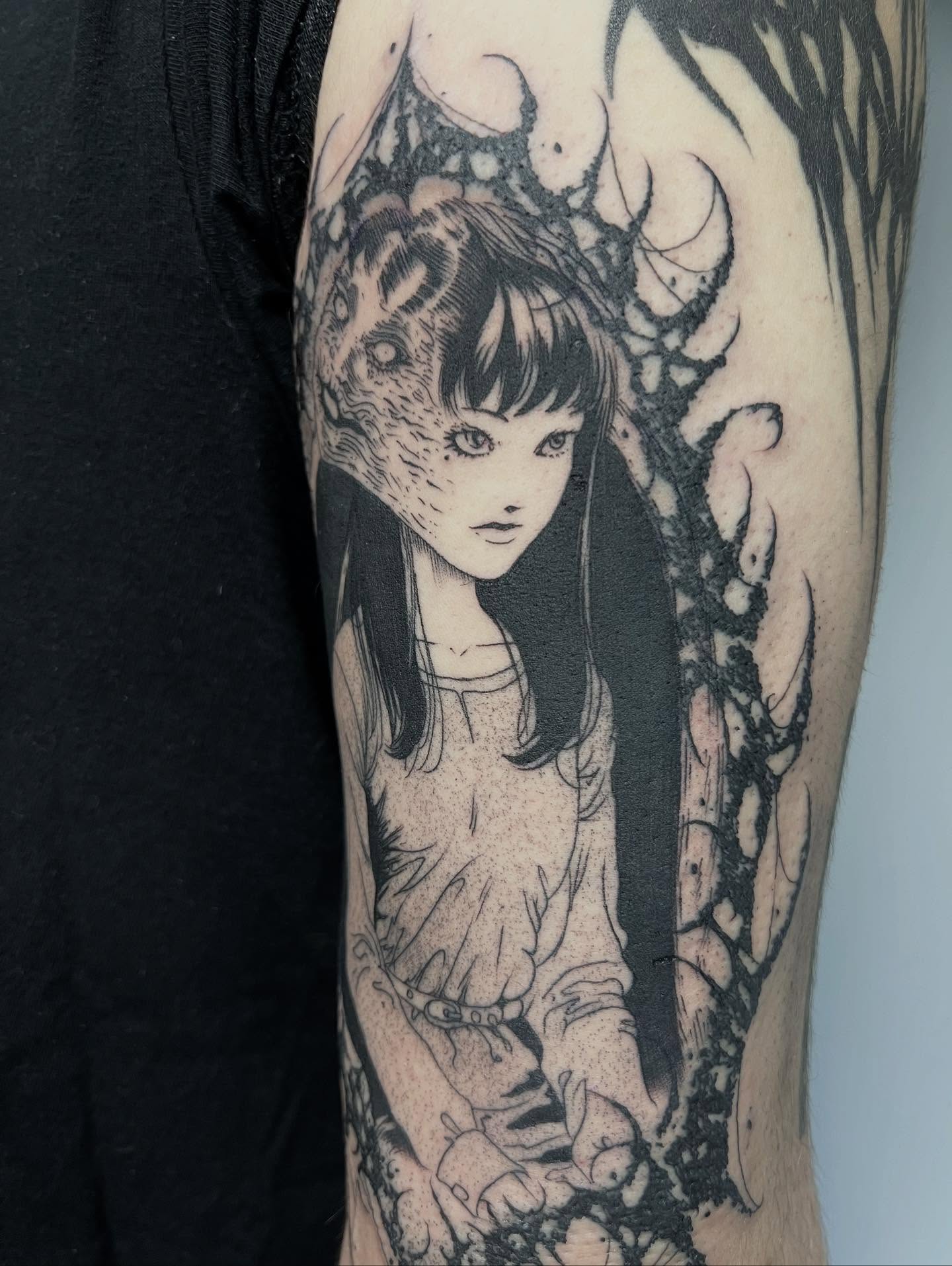 Tattoo by @narliehoodman — dotwork, anime