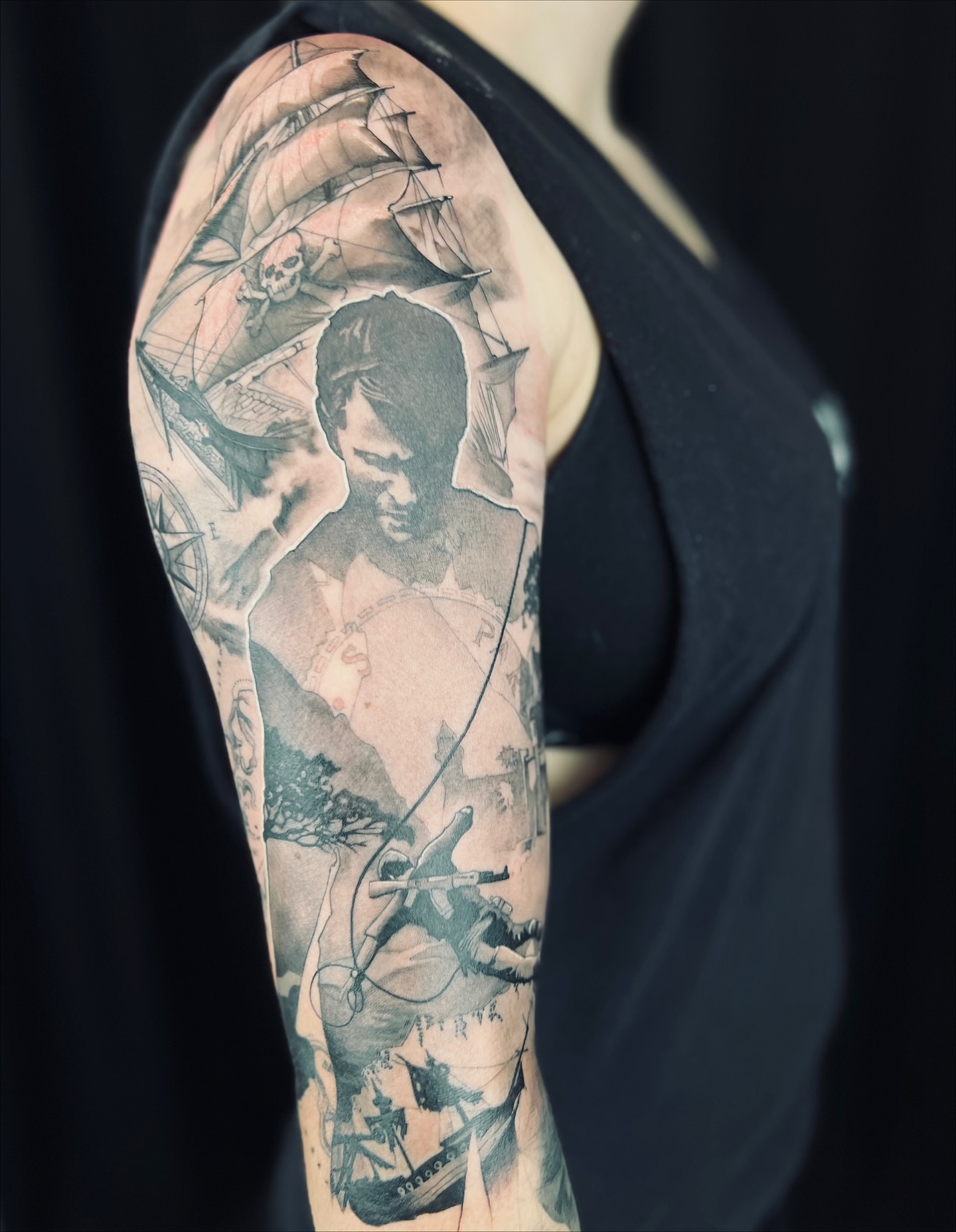 Tattoo by @apologies_tattoo_studios — black_and_grey, realism
