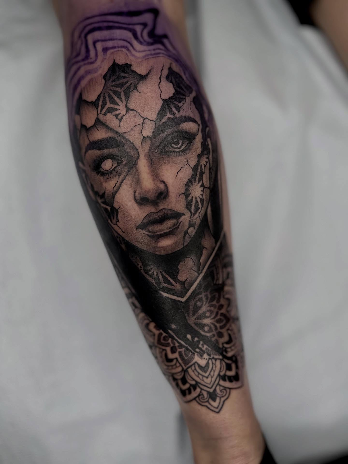 Tattoo by @goose_tattoos โ realism, black_and_grey