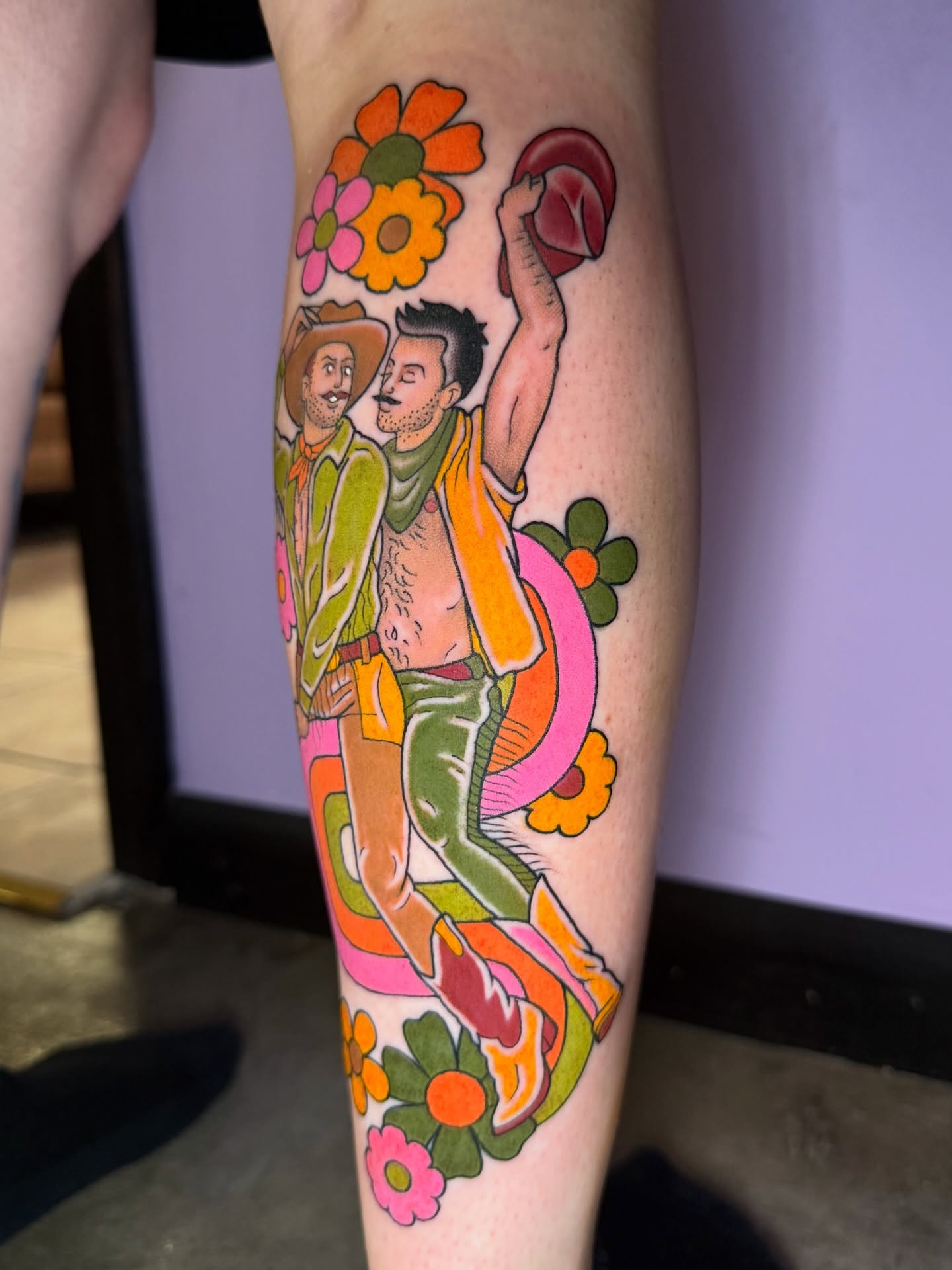 Musicians and flowers new school tattoo on the forearm by 🍄Annie Burkhard🍄, Indianapolis, Indiana