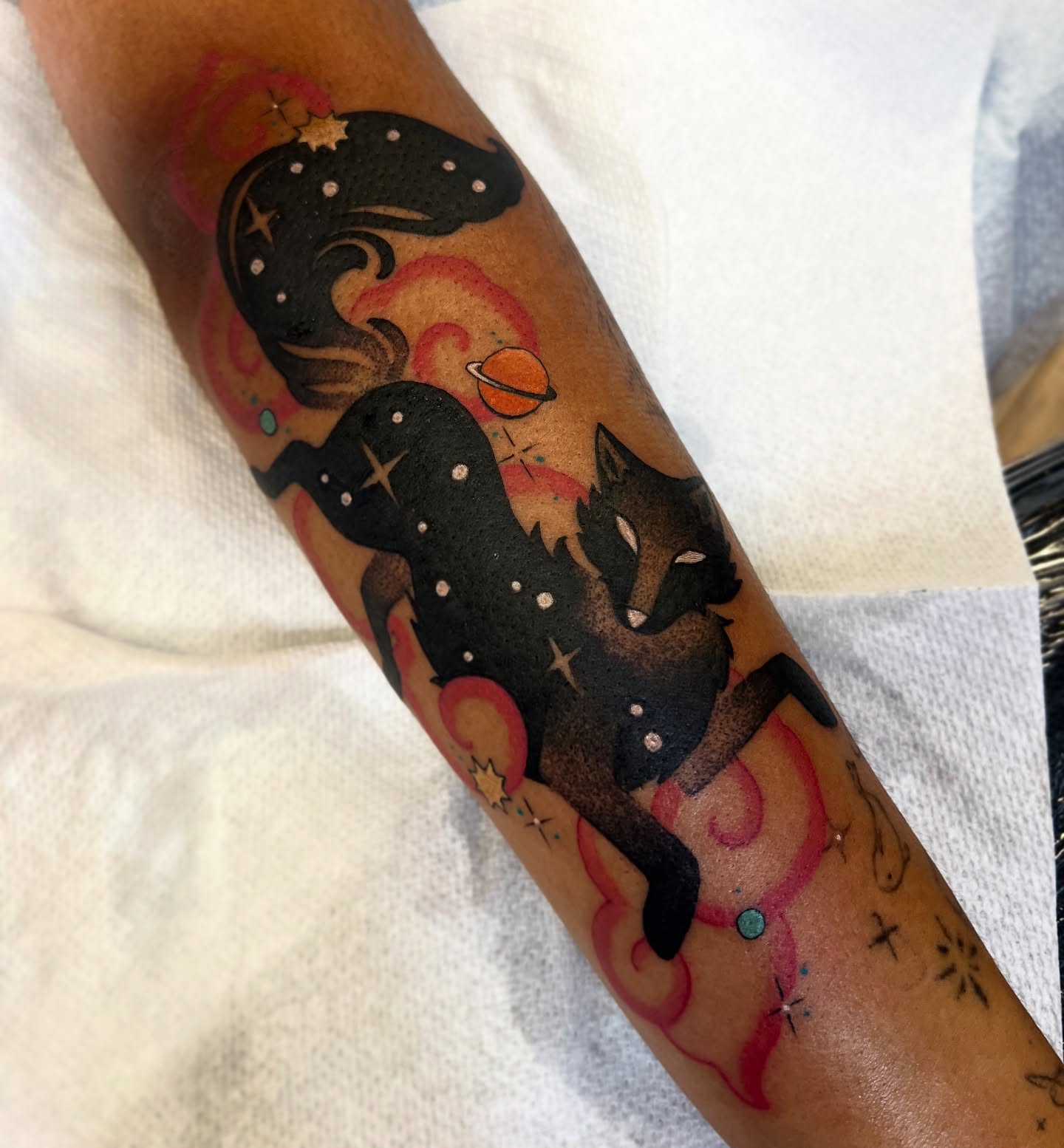 Tattoo by @hotmessnation — dotwork, surrealism