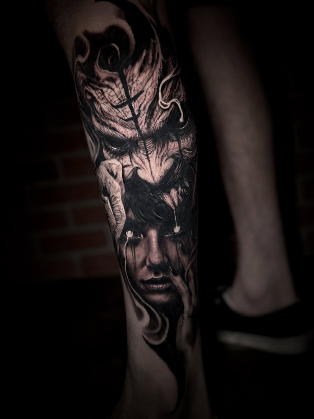 Tattoo by @getchucked13 โ dark_realism, black_and_grey