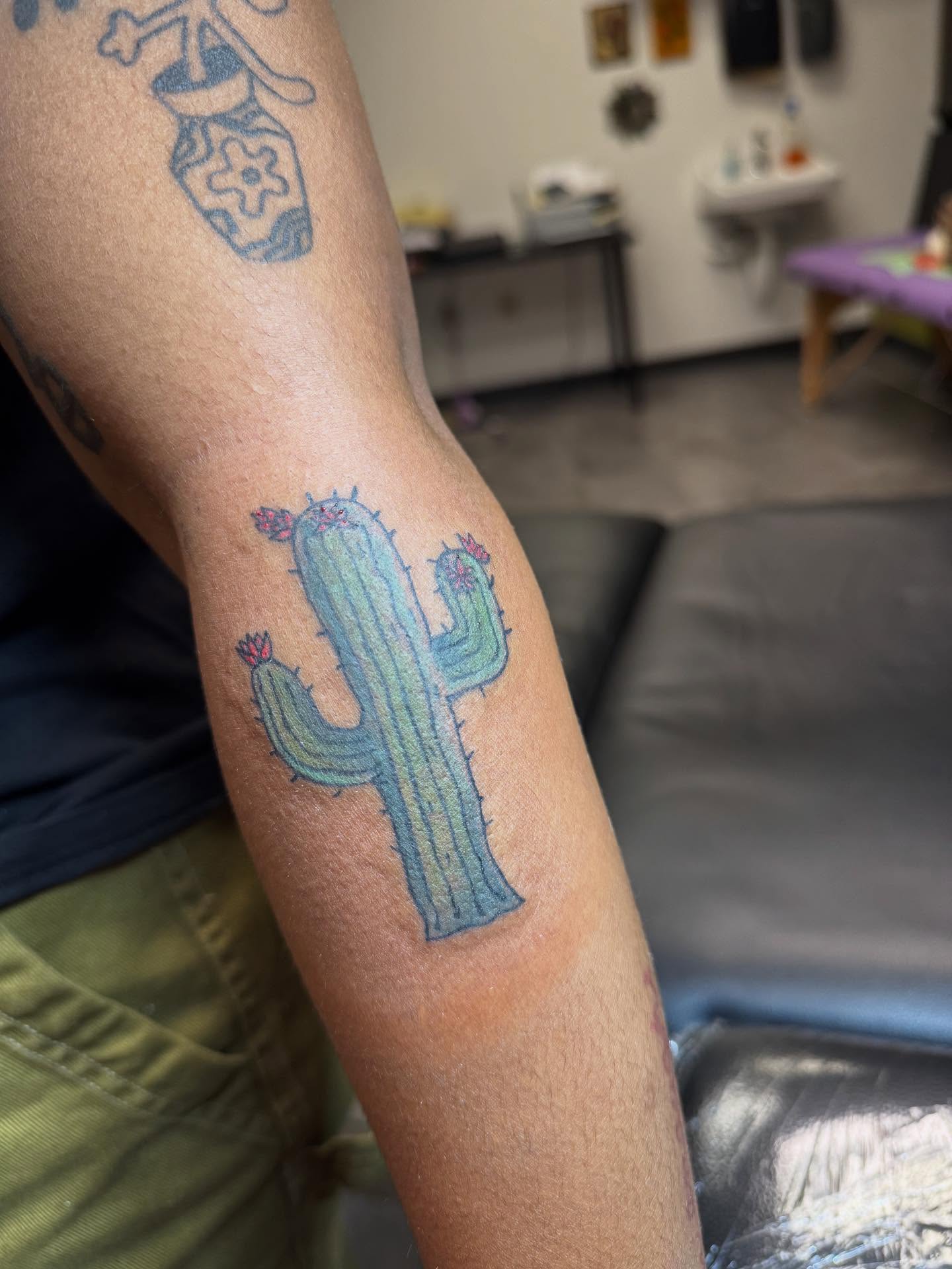 Cactus new school tattoo on the forearm by 𝗞𝗮𝘁 𝗕𝗹𝗮𝗻𝗸𝗲𝗻𝘀𝗵𝗶𝗽