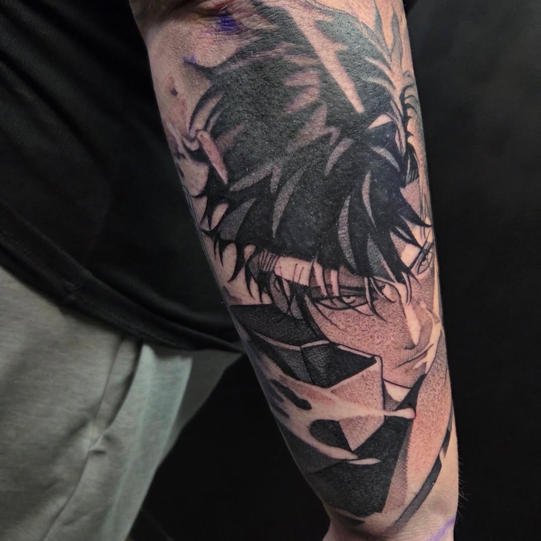 Anime character portrait anime tattoo on the forearm by ๐ Kat Pullen ๐