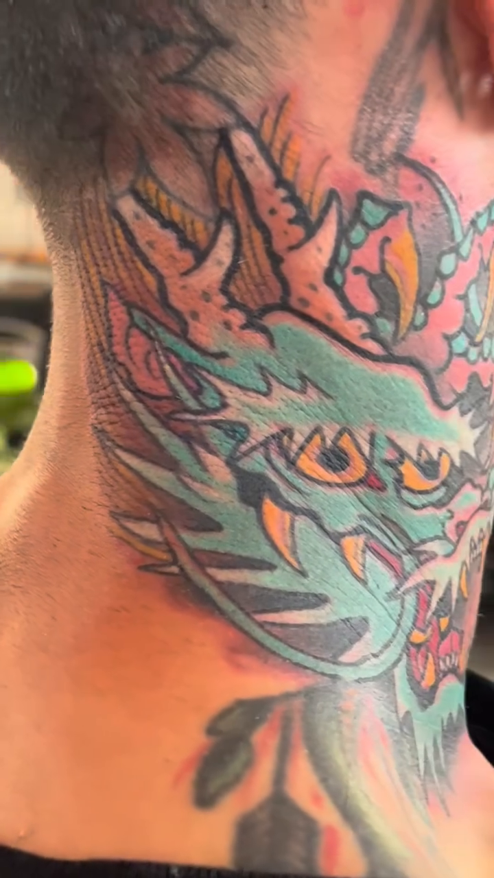 Dragon head japanese irezumi tattoo by Kayle Leogrande