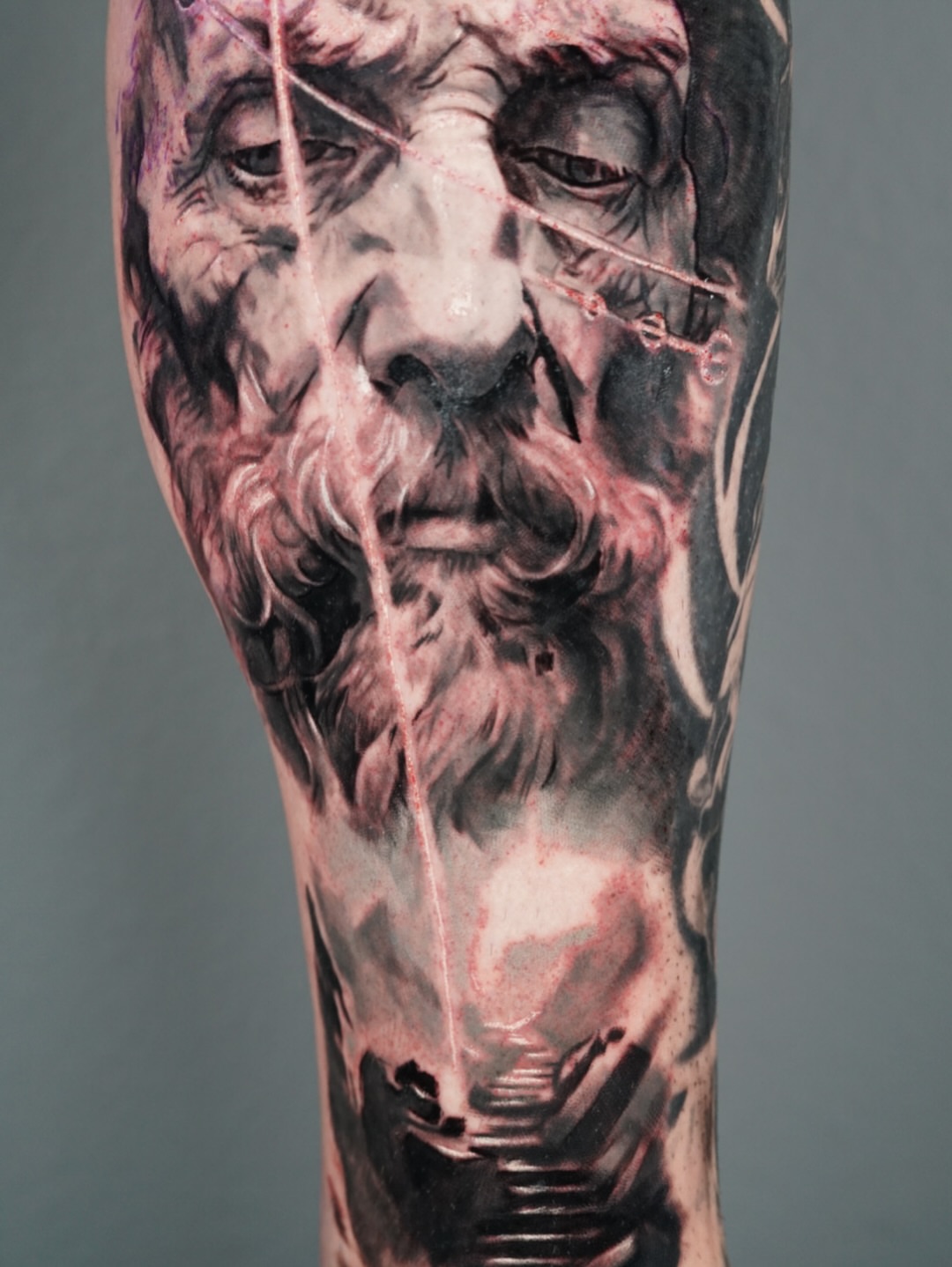 Aged man realism tattoo on the forearm by Jose Carlos